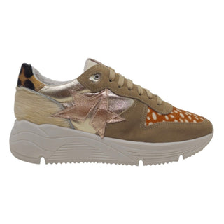 Sneakers Springfield in camoscio beige e cavallino VV24600