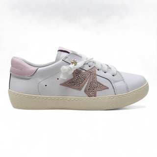 Sneakers sposa eleganti in pelle bianco rosa Boston Viviana Vi® VV24601