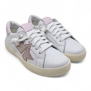 Sneakers sposa eleganti in pelle bianco rosa Boston Viviana Vi® VV24601