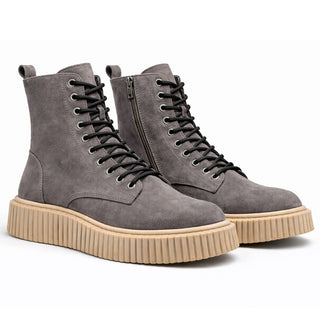 Stivaletto biker rock grigio camoscio VV25102