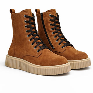 Stivaletto biker rock tabacco camoscio VV25102