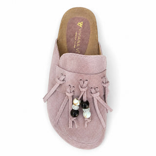 Sabot Samira in camoscio cipria con frange Viviana Vi VV25301