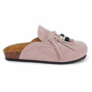 Sabot Samira in camoscio cipria con frange Viviana Vi VV25301