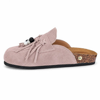 Sabot Samira in camoscio cipria con frange Viviana Vi VV25301