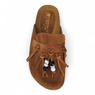 Sabot Samira in camoscio cuoio con frange Viviana Vi VV25301