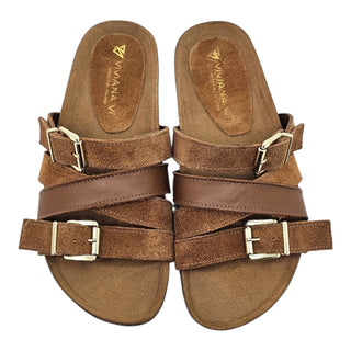 Sandalo Capri in camoscio e pelle cuoio Viviana Vi VV25302