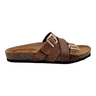 Sandalo Capri in camoscio e pelle cuoio Viviana Vi VV25302