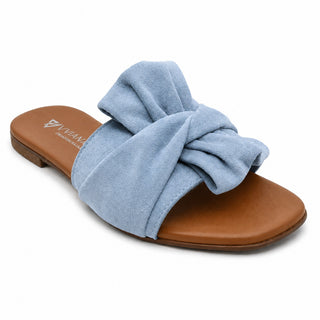 Sandalo Bow elegance in camoscio cielo Viviana Vi VV25305