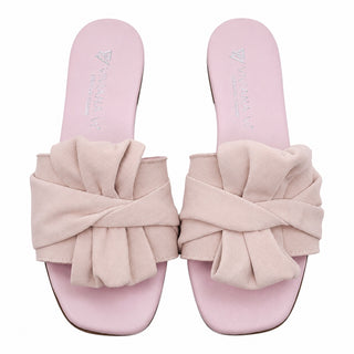 Sandalo Bow elegance in camoscio cipria Viviana Vi VV25305