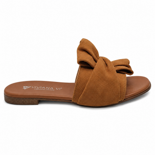 Sandalo Bow elegance in camoscio cuoio Viviana Vi VV25305