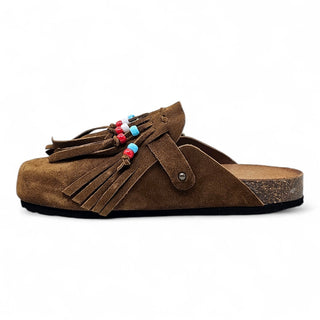 Viviana Vi VV26100 Suede Leather Sabot with Fringes