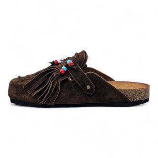 Viviana Vi VV26100 Mocha Suede Sabot with Fringes