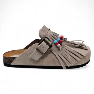 Viviana Vi VV26100 Sand Suede Sabot with Fringes