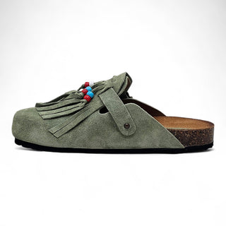 Sabot en daim sauge Viviana Vi VV26100 avec franges