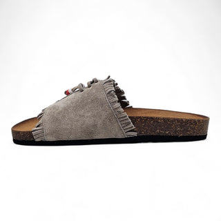 Tongs Viviana Vi VV26101 Marè en daim ardoise avec franges