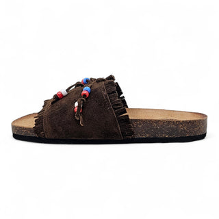 Viviana Vi VV26101 Pantoufle Marè en Daim Moka avec Franges