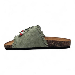 Tongs Viviana Vi VV26101 Marè en daim sauge avec franges