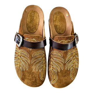 Sabots Texas en daim couleur cuir avec broderie Viviana Vi VV26102