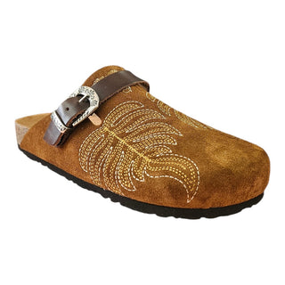 Sabot Texas in camoscio cuoio con ricamo Viviana Vi VV26102