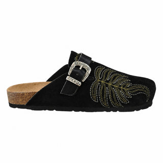 Sabots Texas en daim noir avec broderie Viviana Vi VV26102