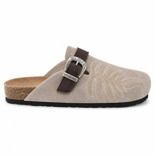 Sabots Texas en daim sable avec broderie Viviana Vi VV26102