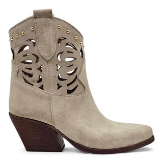 Stivaletti texani Sahara traforati in camoscio beige Viviana Vi VV26300