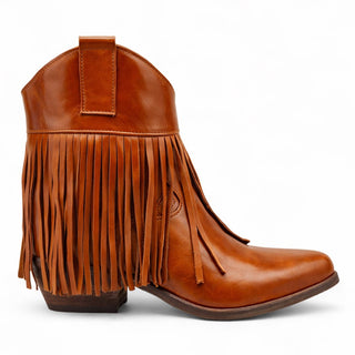 Stivaletti texani Louisiana in pelle cognac con frange Viviana Vi VV26301