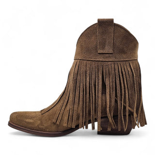 Stivaletti texani Louisiana in camoscio cuoio con frange Viviana Vi VV26301