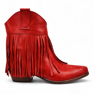 Stivaletti texani Louisiana in pelle rosso con frange Viviana Vi VV26301