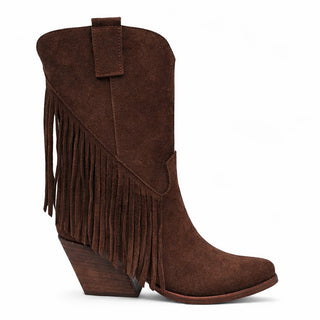 Stivaletti texani Montana in camoscio cioccolato con frange Viviana Vi VV26302