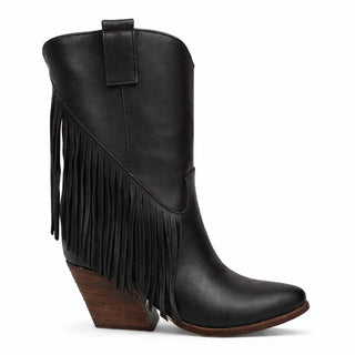 Stivaletti texani Montana in pelle nero con frange Viviana Vi VV26302