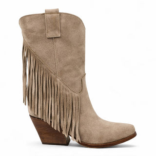 Stivaletti texani Montana in camoscio visone con frange Viviana Vi VV26302