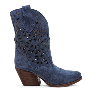 Stivaletti texani California traforati in camoscio blu jeans Viviana Vi VV26303