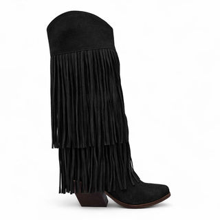 Stivale texano Indiana in camoscio nero con frange Viviana Vi VV26304