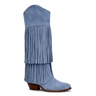 Stivale texano Indiana in camoscio cielo con frange Viviana Vi VV26304