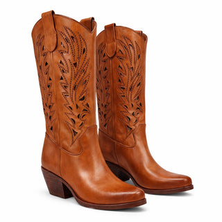 Stivale texano Colorado in pelle cognac traforato Viviana Vi VV26305