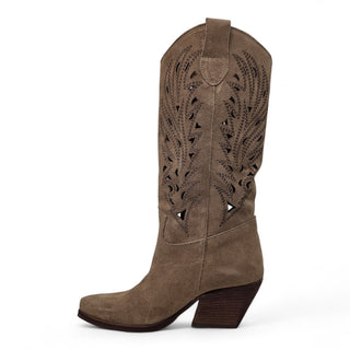 Stivale texano Colorado in camoscio visone traforato Viviana Vi VV26305