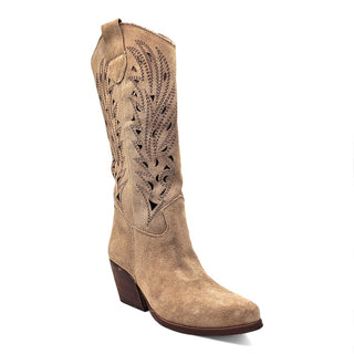 Stivale texano Colorado in camoscio visone traforato Viviana Vi VV26305
