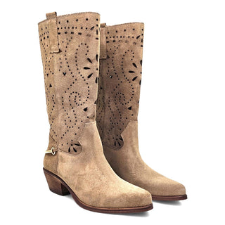 Georgia Texan boot in perforated mink suede Viviana Vi VV26306