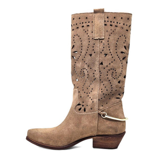 Georgia Texan boot in perforated mink suede Viviana Vi VV26306