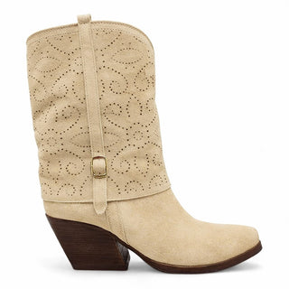 Stivaletti texani Ohio traforati in camoscio beige Viviana Vi VV26307