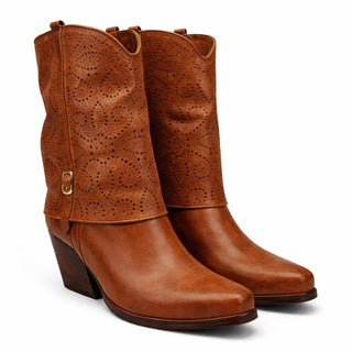 Stivaletti texani Ohio traforati in pelle cognac Viviana Vi VV26307