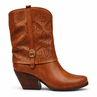 Stivaletti texani Ohio traforati in pelle cognac Viviana Vi VV26307
