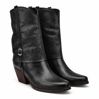 Stivaletti texani Ohio traforati in pelle nero Viviana Vi VV26307