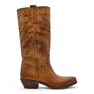 Stivale texani Alabama traforati in pelle cognac Viviana Vi VV26308