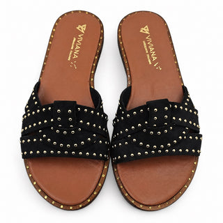 Sandalo Dalia con micro borchie in camoscio nero Viviana Vi VV26313