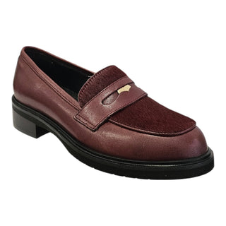 Viviana Vi VV26342 Bristol loafer in burgundy leather and pony hair