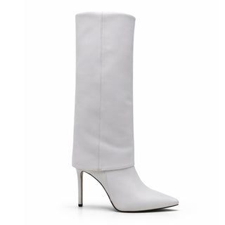 Botte à talon aiguille 11 cm Nora en cuir blanc Viviana Vi VV26501