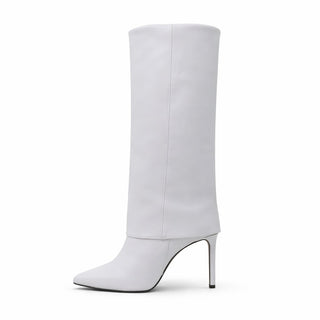 Botte à talon aiguille 11 cm Nora en cuir blanc Viviana Vi VV26501